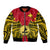 Papua New Guinea Sleeve Zip Bomber Jacket National Capital District Mix Coat Of Arms Polynesian Art LT14 Unisex Red - Polynesian Pride