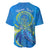 (Custom Personalised) Palau Baseball Jersey Hibiscus Turtle Mix Coat Of Arms Blue Version LT14 - Polynesian Pride