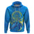 Custom Palau Hoodie Hibiscus Turtle Mix Coat of Arms Blue Version LT14 - Polynesian Pride