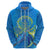Custom Palau Hoodie Hibiscus Turtle Mix Coat of Arms Blue Version LT14 - Polynesian Pride
