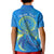 (Custom Personalised) Palau Kid Polo Shirt Hibiscus Turtle Mix Coat Of Arms Blue Version LT14 - Polynesian Pride