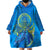 (Custom Personalised) Palau Wearable Blanket Hoodie Hibiscus Turtle Mix Coat Of Arms Blue Version LT14 - Polynesian Pride