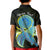 (Custom Personalised) Palau Kid Polo Shirt Hibiscus Turtle Mix Coat Of Arms Black Version LT14 - Polynesian Pride