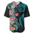 Palau Baseball Jersey Tropical Flowers With Polynesian Pattern LT14 - Polynesian Pride