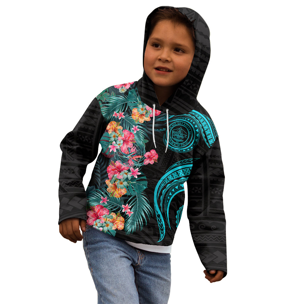 Palau Kid Hoodie Tropical Flowers With Polynesian Pattern LT14 - Polynesian Pride