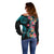 Palau Off Shoulder Sweater Tropical Flowers With Polynesian Pattern LT14 - Polynesian Pride