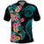 Palau Polo Shirt Tropical Flowers With Polynesian Pattern LT14 Black - Polynesian Pride