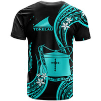 Tokelau T Shirt Tokelauan Tatau With Badge Light Turquoise LT14 - Polynesian Pride