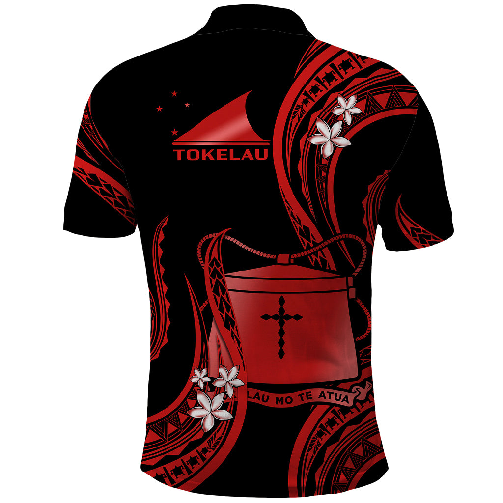 Tokelau Polo Shirt Tokelauan Tatau With Badge Red LT14 - Polynesian Pride
