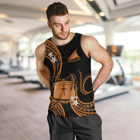 Tokelau Men Tank Top Tokelauan Tatau With Badge Gold LT14 - Polynesian Pride