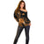 Tokelau Off Shoulder Sweater Tokelauan Tatau With Badge Gold LT14 - Polynesian Pride