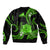 Tokelau Sleeve Zip Bomber Jacket Tokelauan Tatau With Badge Green LT14 - Polynesian Pride
