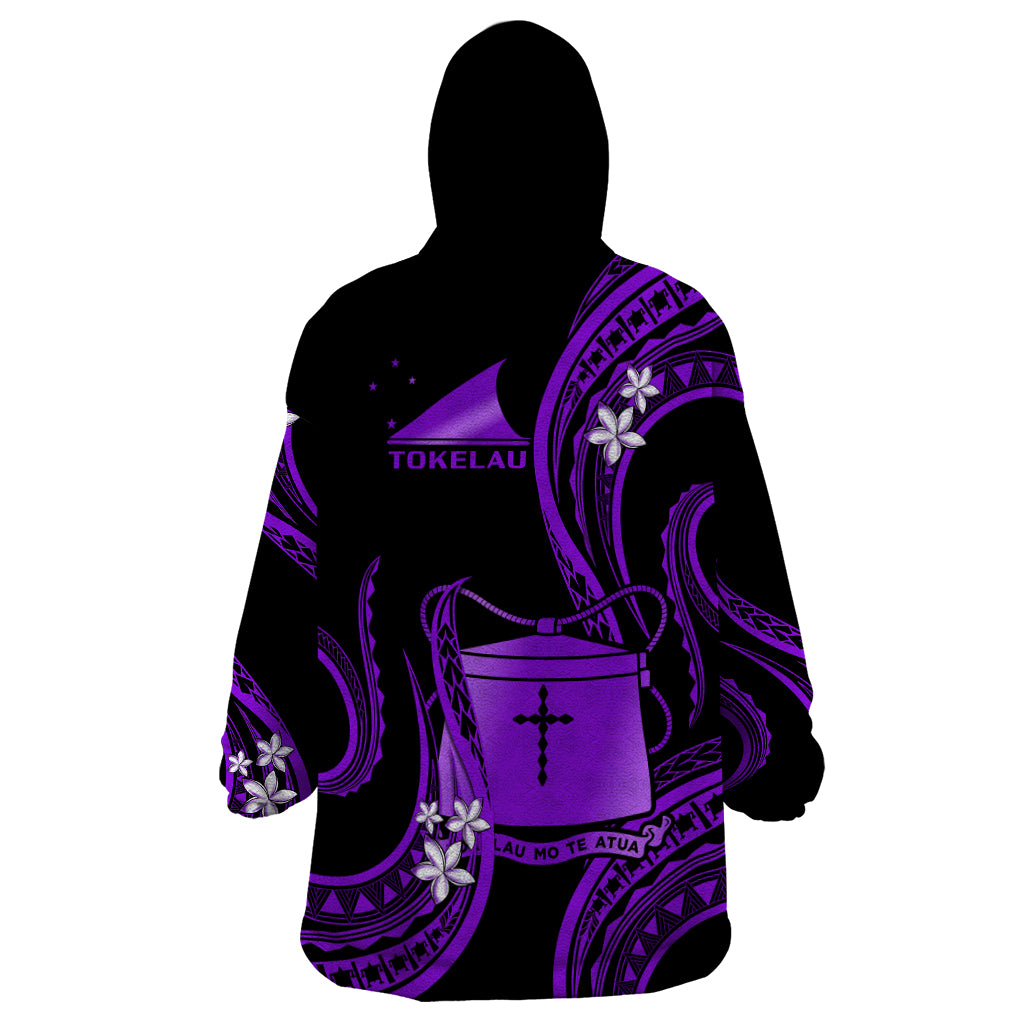 Tokelau Wearable Blanket Hoodie Tokelauan Tatau With Badge Purple LT14 - Polynesian Pride