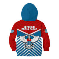 West Papua Kid Hoodie Coat Of Arms And Morning Star Flag LT14 Zip Hoodie Blue - Polynesian Pride