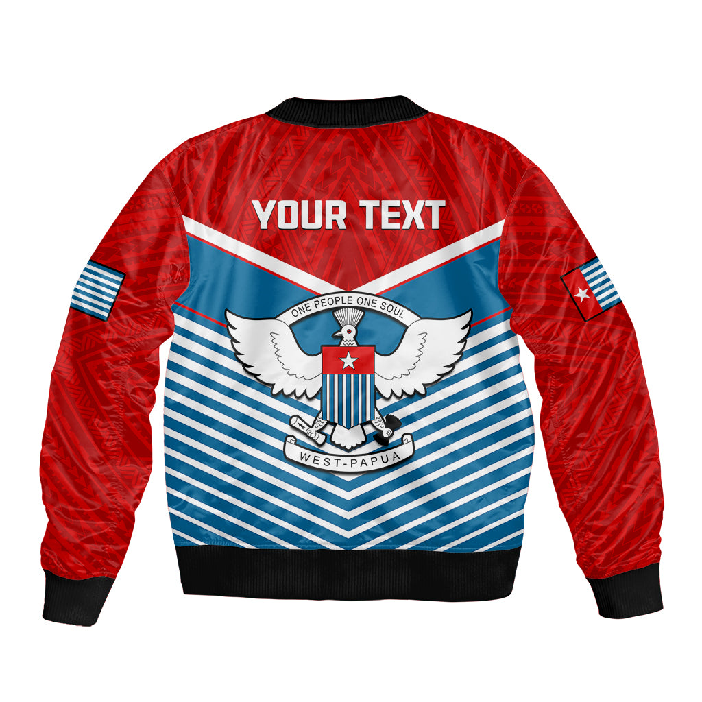 (Custom Personalised) West Papua Sleeve Zip Bomber Jacket Coat Of Arms And Morning Star Flag LT14 - Polynesian Pride