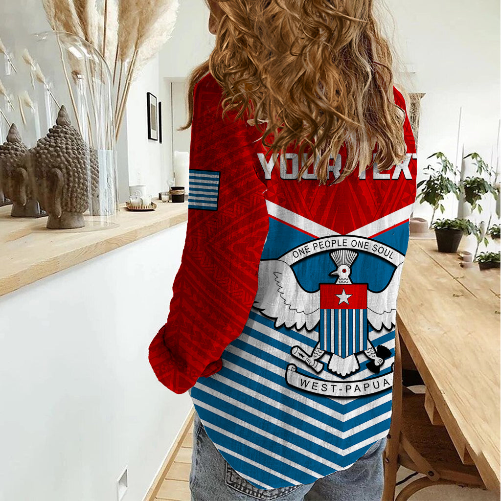 (Custom Personalised) West Papua Women Casual Shirt Coat Of Arms And Morning Star Flag LT14 - Polynesian Pride