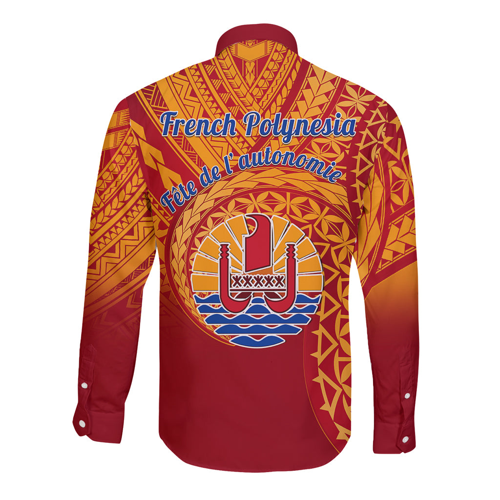 French Polynesia Long Sleeve Button Shirt Happy Internal Autonomy Day LT14 - Polynesian Pride