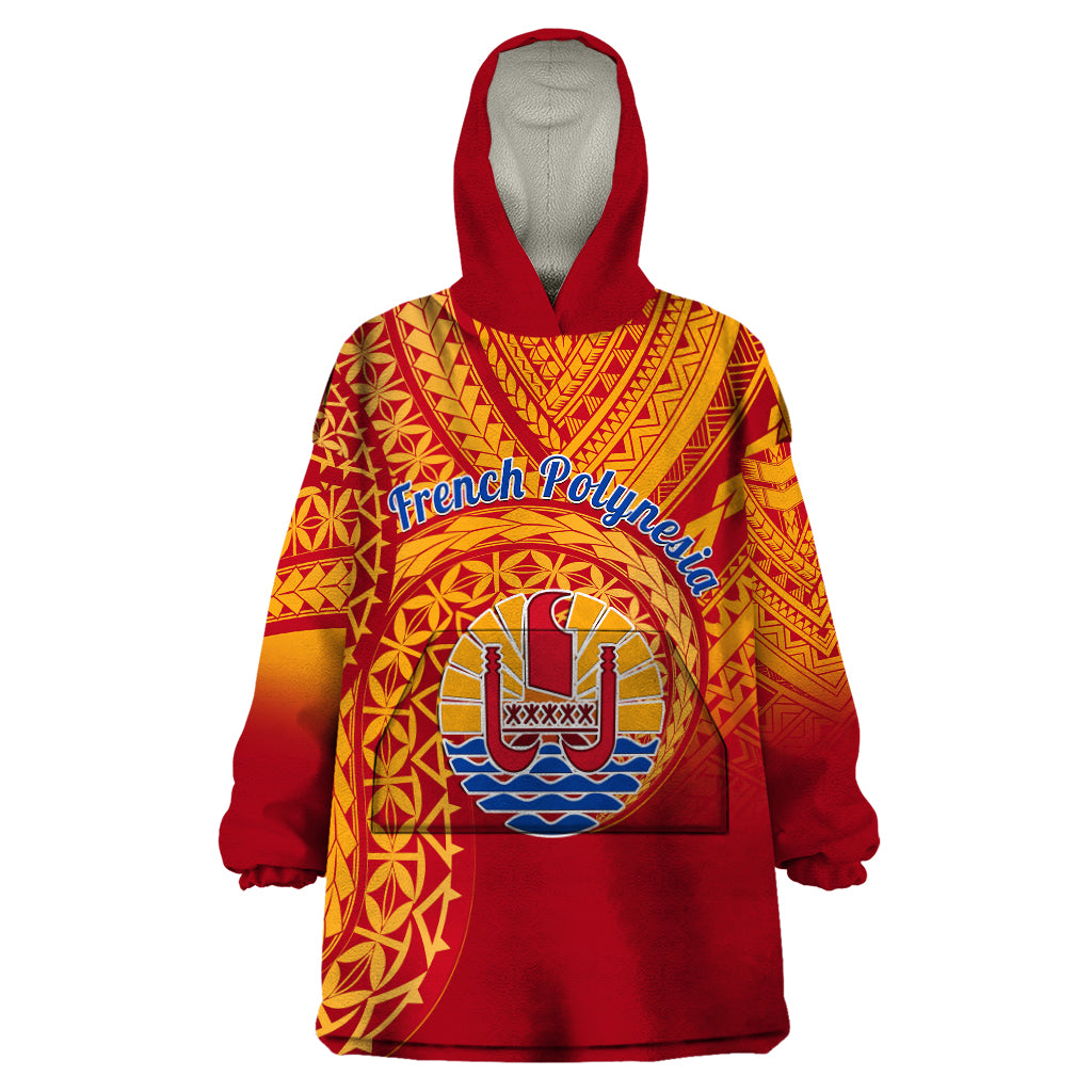 French Polynesia Wearable Blanket Hoodie Happy Internal Autonomy Day LT14 One Size Red - Polynesian Pride