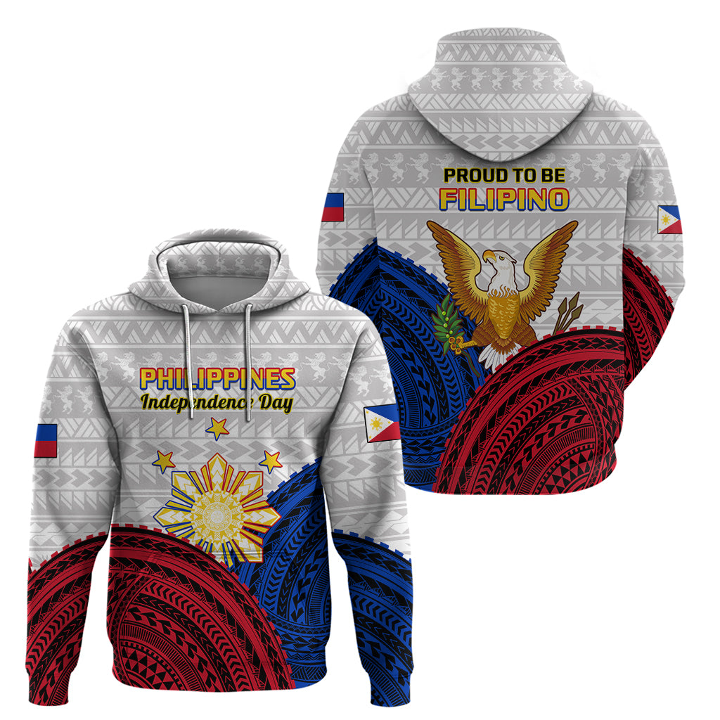 Philippines Independence Day Hoodie Proud To Be Filipino Polynesian Pattern LT14 White - Polynesian Pride