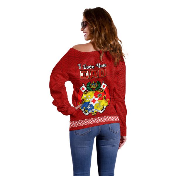 Personalised Tonga Beulah College Off Shoulder Sweater Tongan Ngatu Pattern LT14