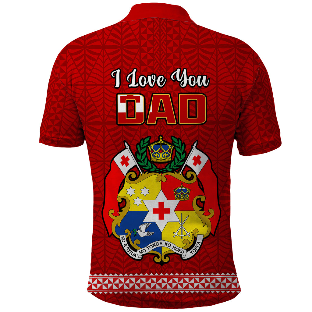 Tonga Fathers Day Polo Shirt Red Tongan Ngatu I Love You Dad LT14 - Polynesian Pride