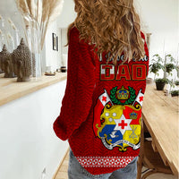 Tonga Fathers Day Women Casual Shirt Red Tongan Ngatu I Love You Dad LT14 - Polynesian Pride