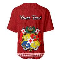 (Custom Personalised) Tonga Fathers Day Baseball Jersey Red Tongan Ngatu I Love You Dad LT14 - Polynesian Pride