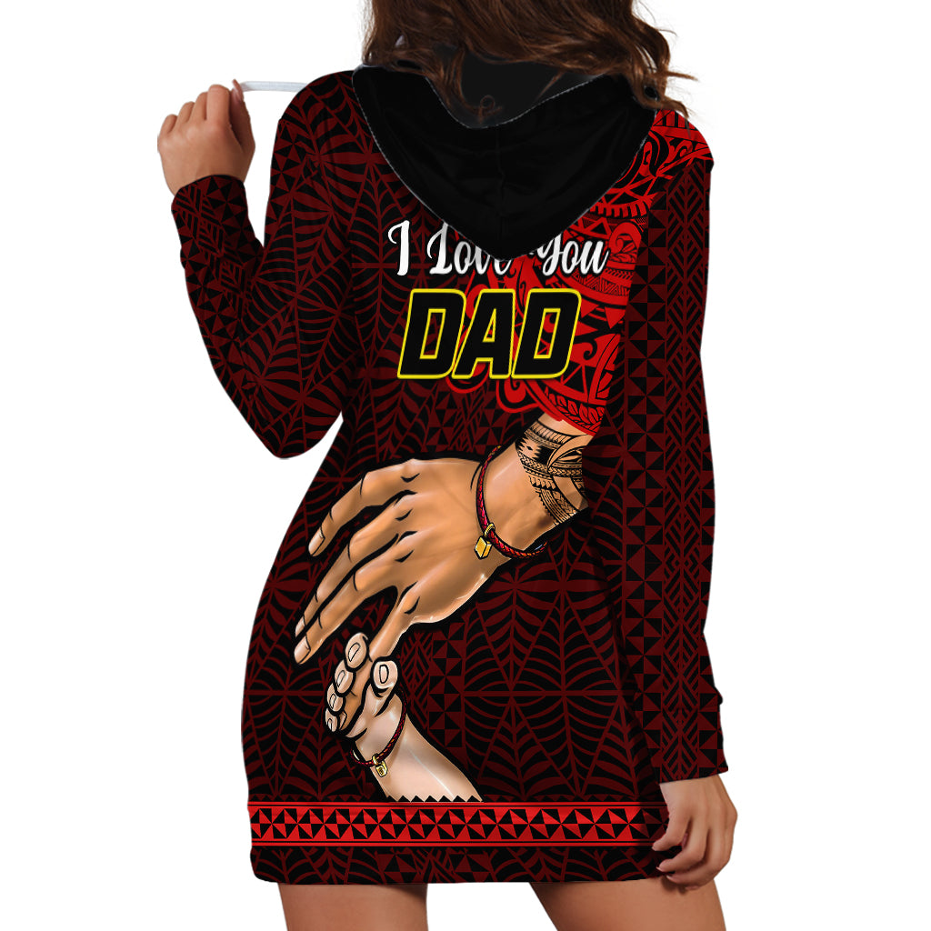 Tonga Fathers Day Hoodie Dress Black Tongan Ngatu I Love You Dad LT14 - Polynesian Pride