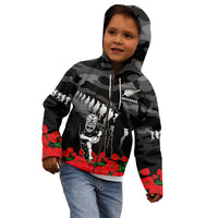 New Zealand ANZAC Rugby Kid Hoodie Silver Fern All Black Camouflage Mix Poppy LT14 - Polynesian Pride