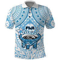 Fiji Tanoa Polo Shirt Kava Bowl Fijian Tapa Blue Pattern LT14 Blue - Polynesian Pride