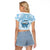 Fiji Tanoa Raglan Cropped T Shirt Kava Bowl Fijian Tapa Blue Pattern LT14 - Polynesian Pride