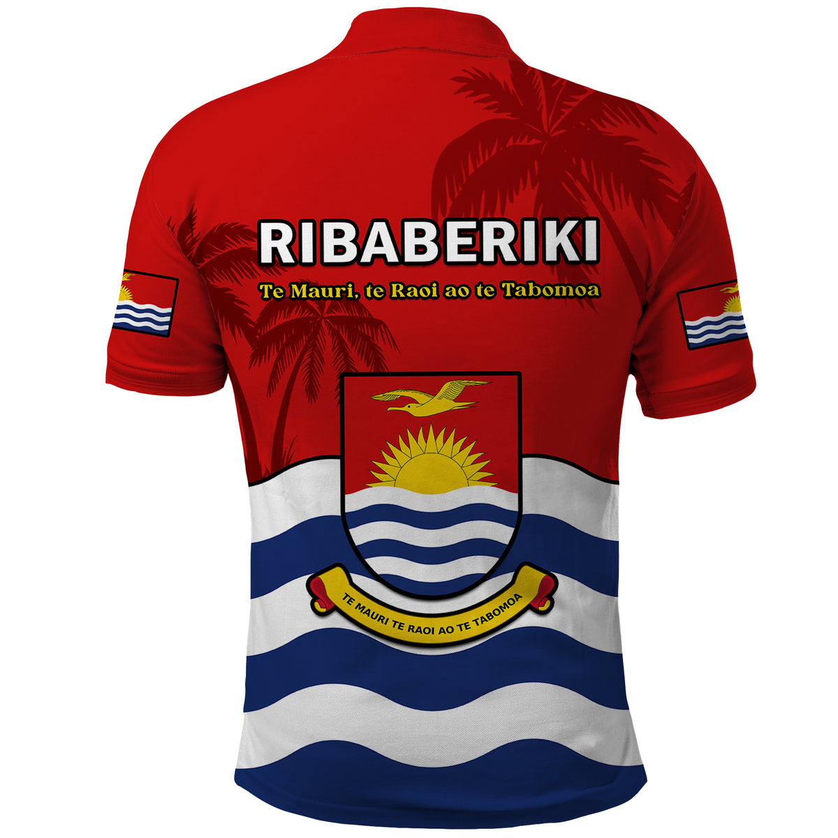 Ribaberiki Kiribati Coat Of Arms Mix Palm Trees Polo Shirt LT14 - Polynesian Pride