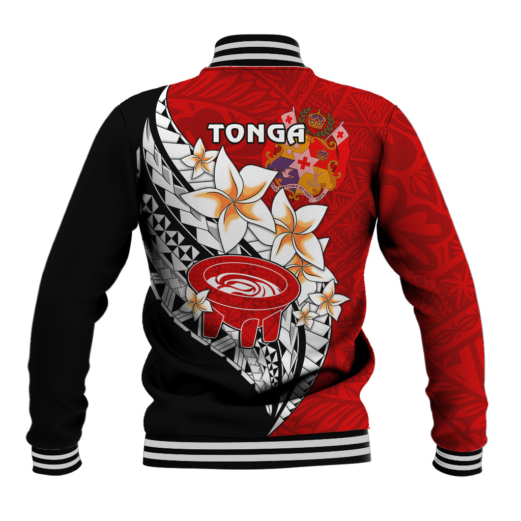 Tonga Kava Bowl Baseball Jacket Tongan Kupesi Ngatu Pattern Black LT14 - Polynesian Pride