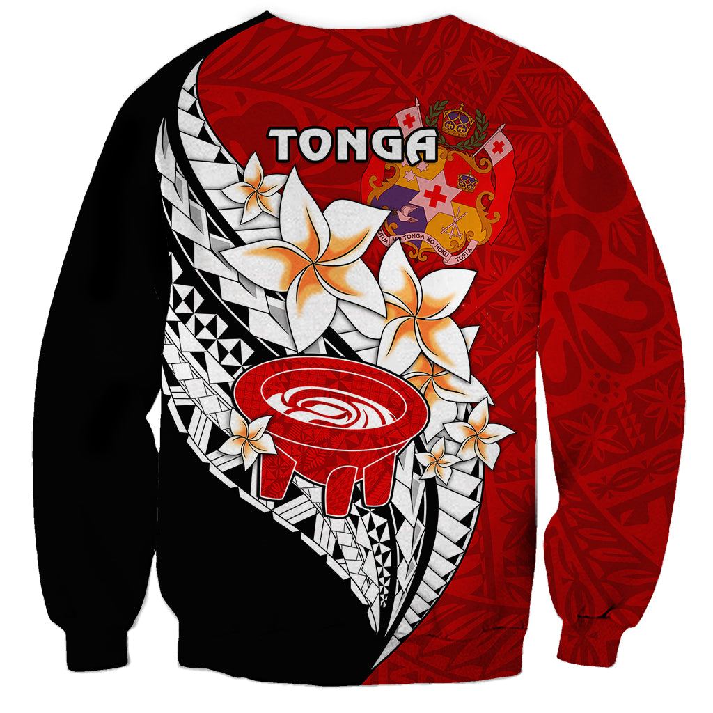 Tonga Kava Bowl Sweatshirt Tongan Kupesi Ngatu Pattern Black LT14 - Polynesian Pride