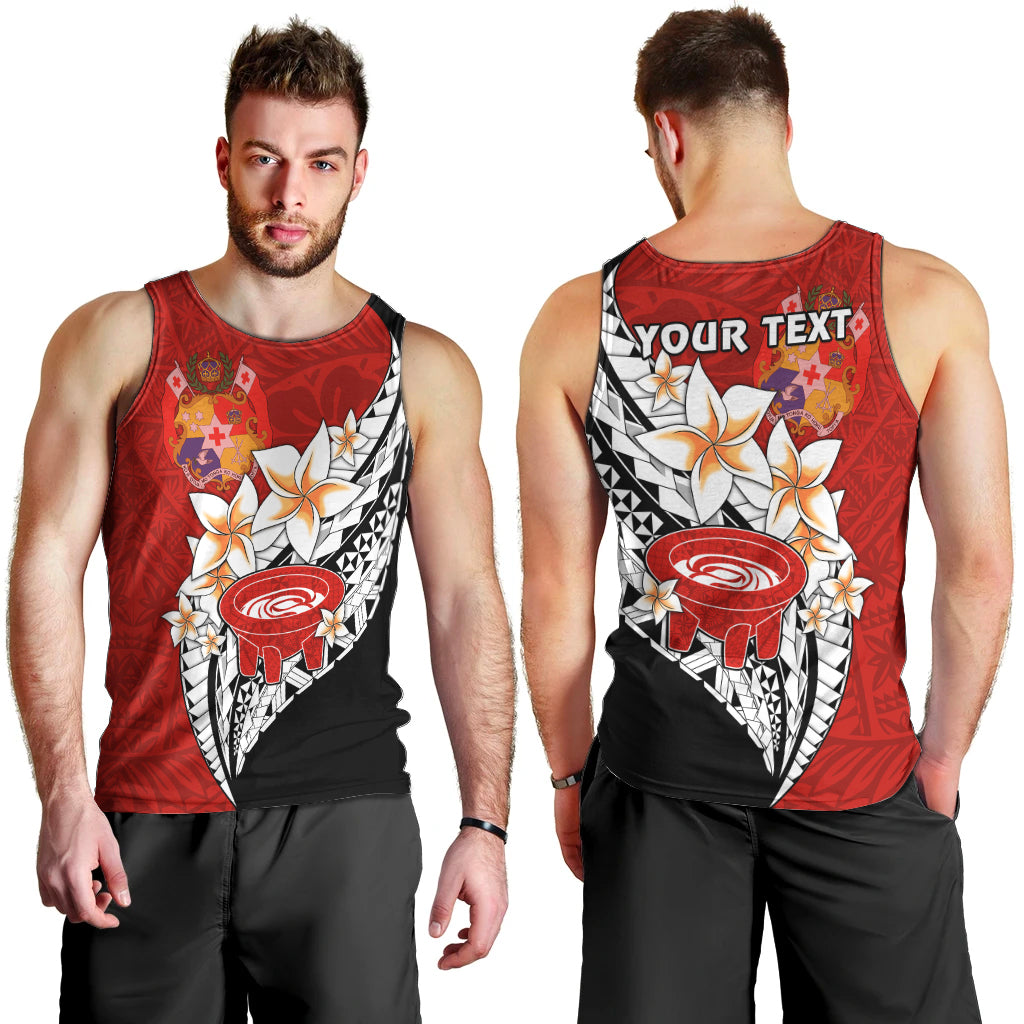 (Custom Personalised) Tonga Kava Bowl Men Tank Top Tongan Kupesi Ngatu Pattern Black LT14 - Polynesian Pride