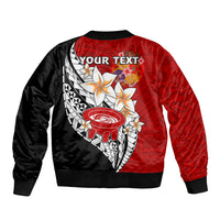 (Custom Personalised) Tonga Kava Bowl Sleeve Zip Bomber Jacket Tongan Kupesi Ngatu Pattern Black LT14 - Polynesian Pride