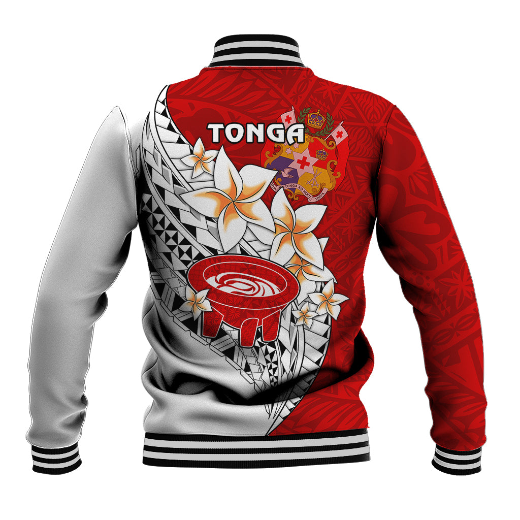 Tonga Kava Bowl Baseball Jacket Tongan Kupesi Ngatu Pattern White LT14 - Polynesian Pride