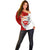 Tonga Kava Bowl Off Shoulder Sweater Tongan Kupesi Ngatu Pattern White LT14 - Polynesian Pride
