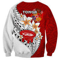 Tonga Kava Bowl Sweatshirt Tongan Kupesi Ngatu Pattern White LT14 - Polynesian Pride