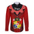Tonga Heilala Flowers Long Sleeve Button Shirt Tongan Ngatu Black Special Verison LT14 Unisex Red - Polynesian Pride