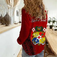 (Custom Personalised) Tonga Heilala Flowers Women Casual Shirt Tongan Ngatu Black Special Verison LT14 - Polynesian Pride