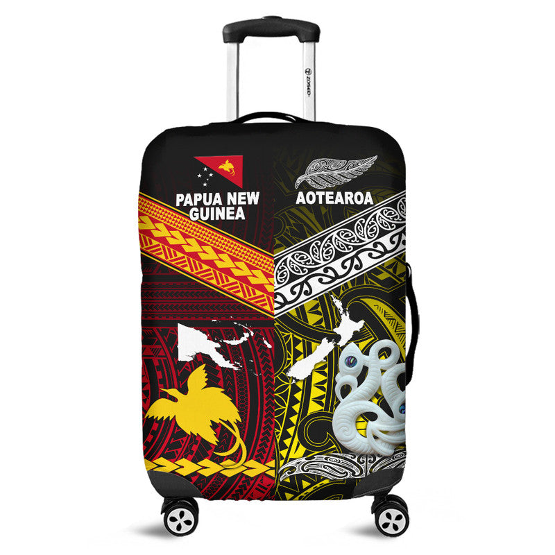 New Zealand And Papua New Guinea Luggage Cover Together - Yellow LT8 Yellow - Polynesian Pride