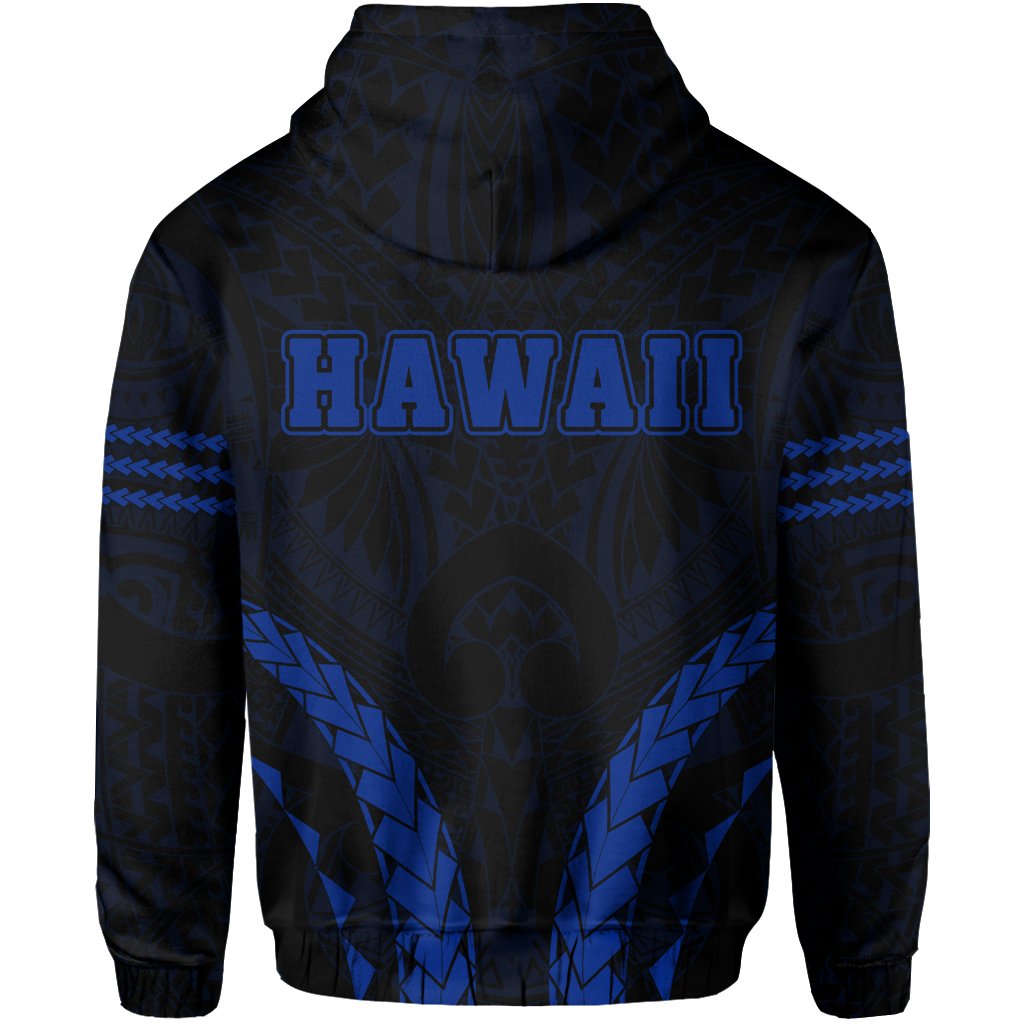 Polynesian Kakau Seal of Hawaii Hoodie Sport Style Version 2.0 Blue - Polynesian Pride