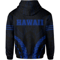 Polynesian Kakau Seal of Hawaii Hoodie Sport Style Version 2.0 Blue - Polynesian Pride