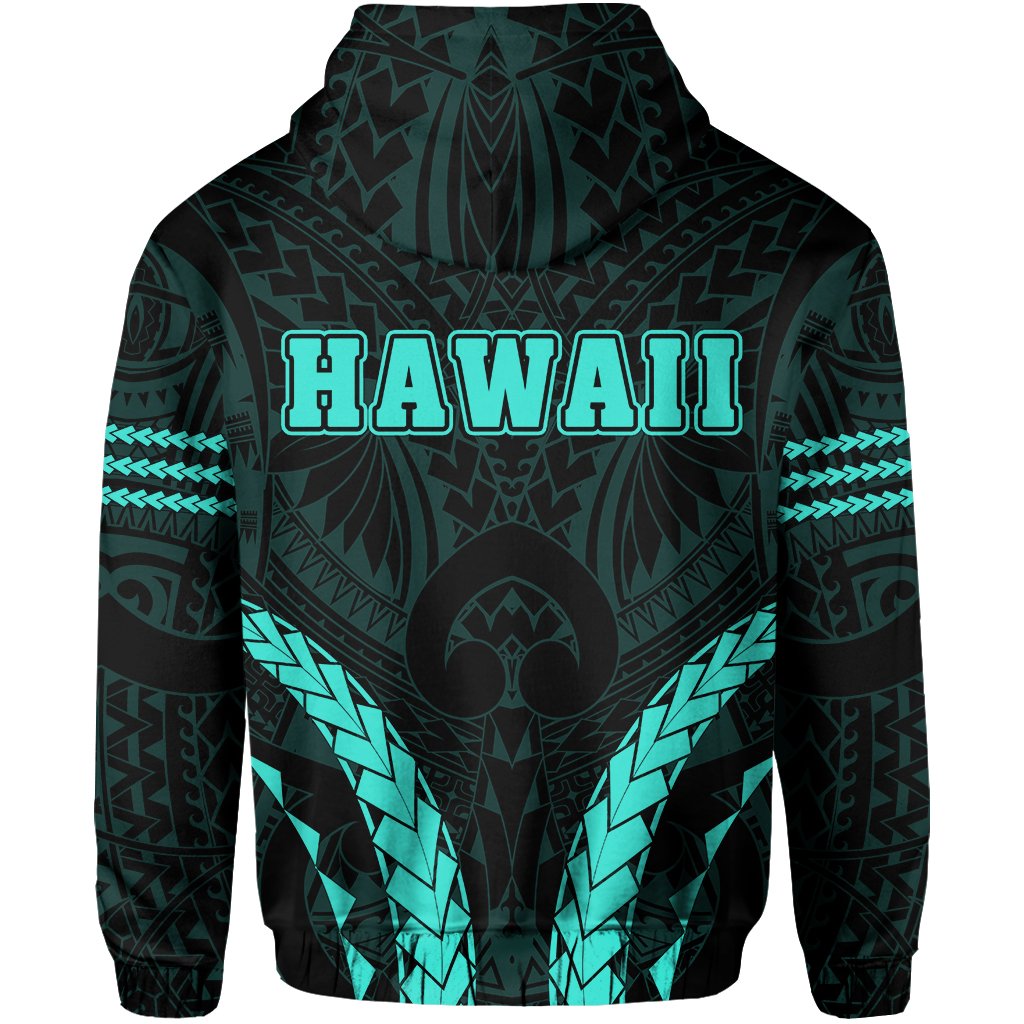 Polynesian Kakau Seal of Hawaii Zip Hoodie Sport Style Version 2.0 Turquoise - Polynesian Pride