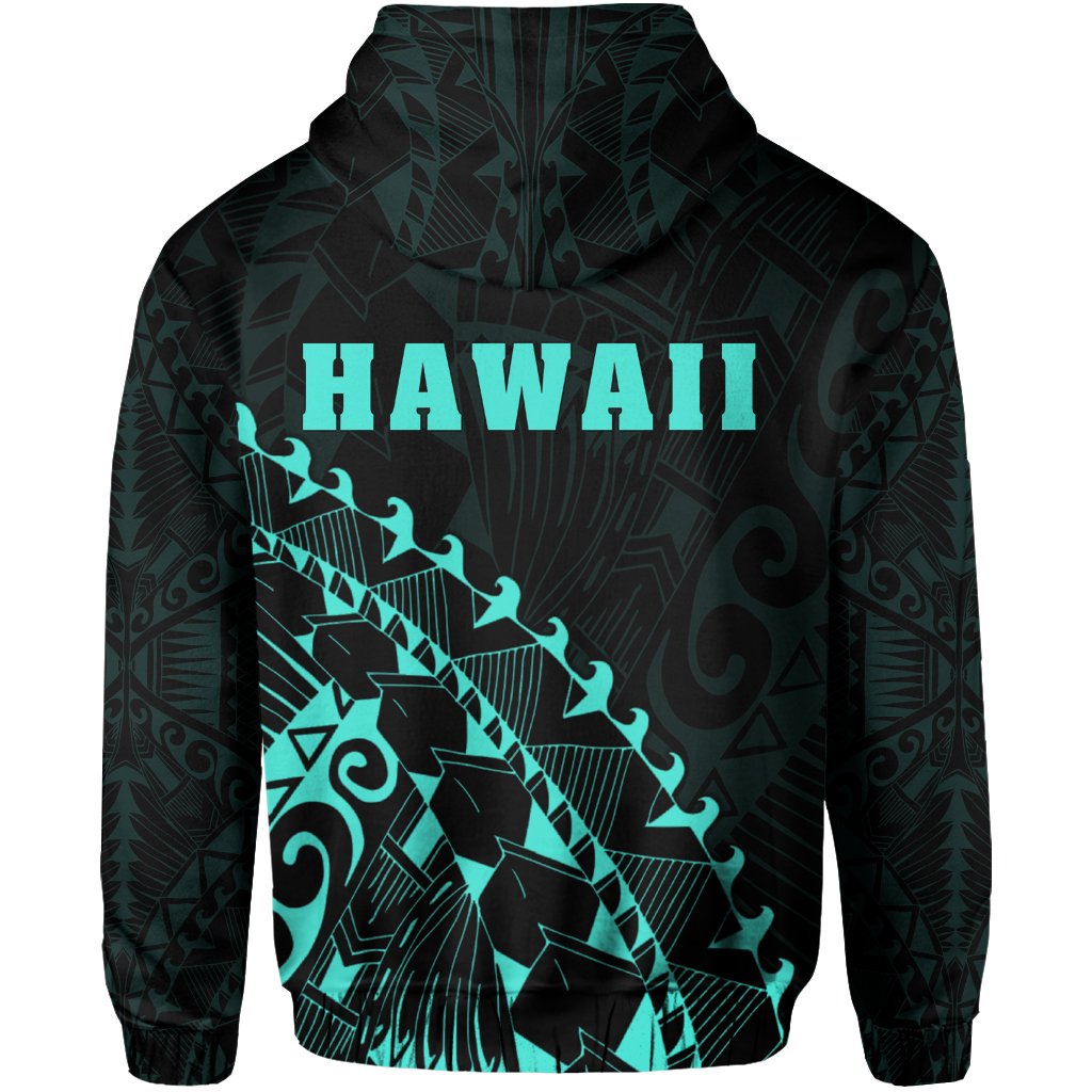 Kanaka Map Zipper Hoodie (Turqoise) Turtle Style - Polynesian Pride