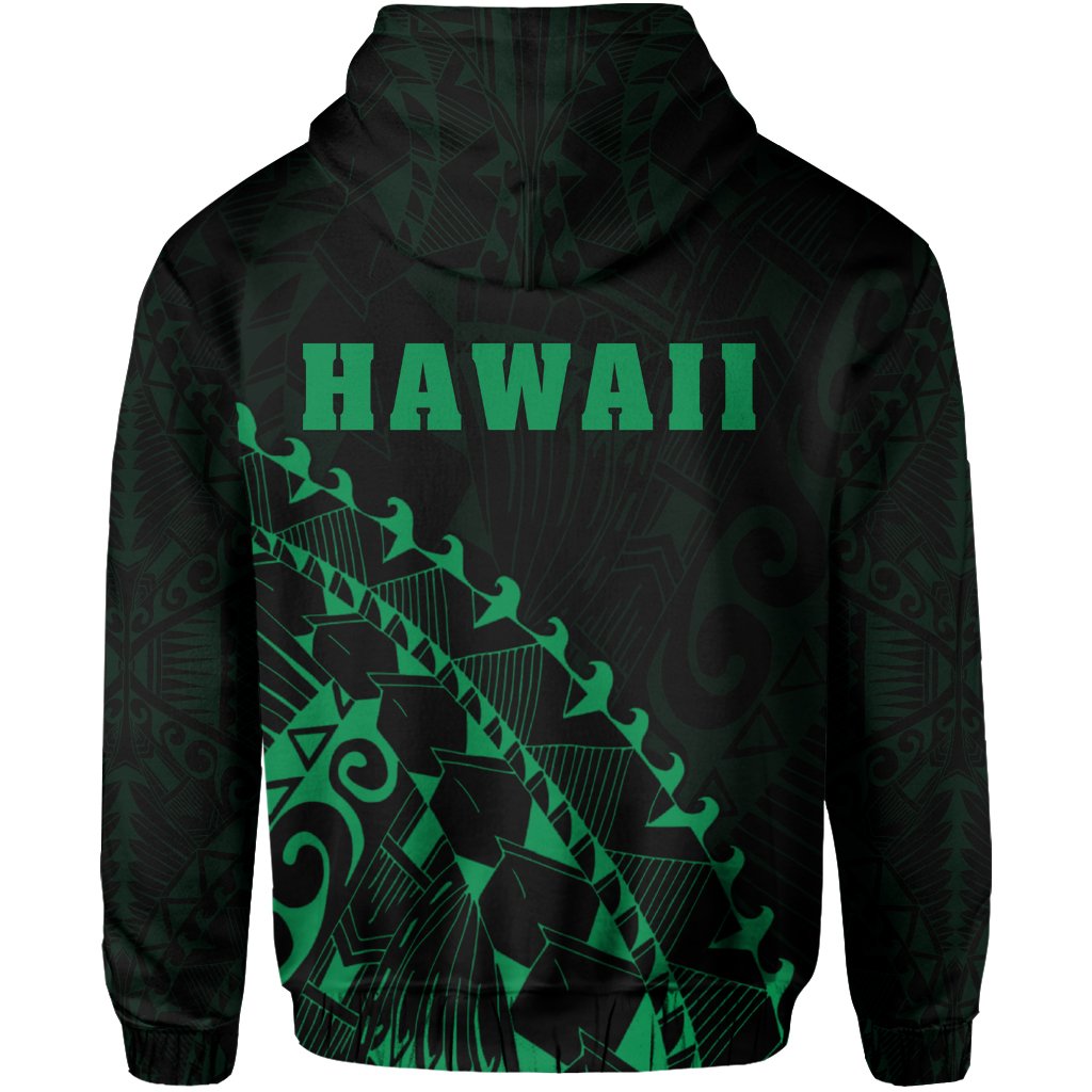 Hawaii Coat of Arms Hoodie (Green) Turtle Style - Polynesian Pride