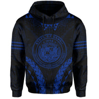 Polynesian Kakau Seal of Hawaii Hoodie Sport Style Version 2.0 Blue - Polynesian Pride
