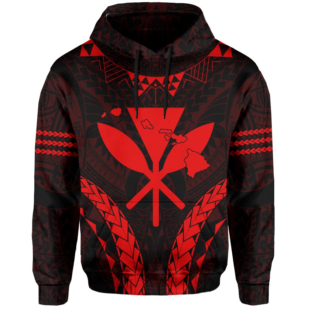 Polynesian Kakau Kanaka Map Hawaii Hoodie Sport Style Version 2.0 Red - Polynesian Pride