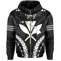 Polynesian Kakau Kanaka Map Hawaii Zip Hoodie Sport Style Version 2.0 White - Polynesian Pride